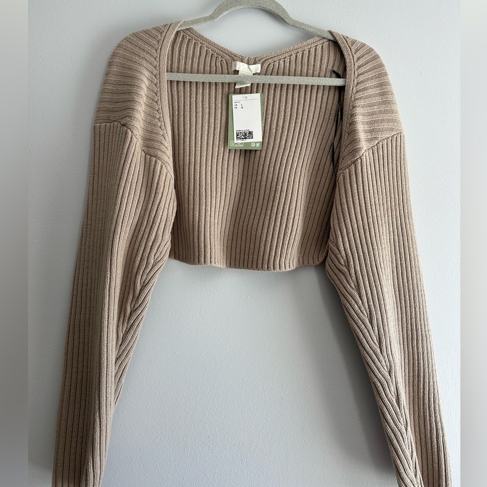 H&M Ribbed Knit Bolero- Tan